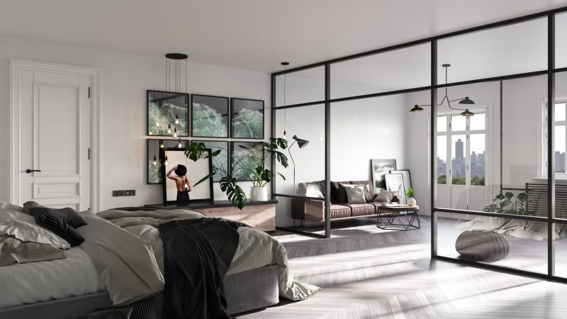 Thay tường bằng vách kính giúp tạo không gian mở, hiện đại