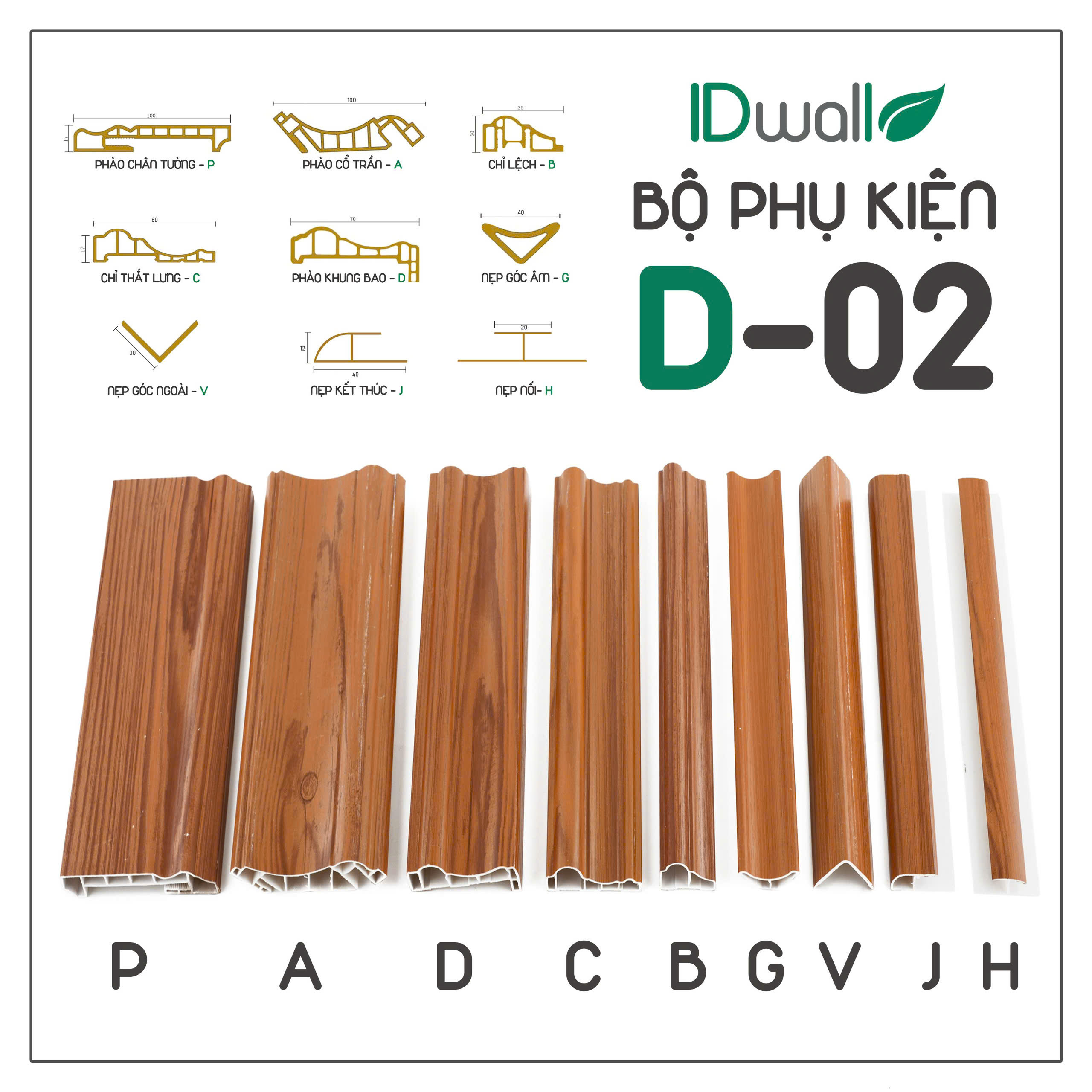 bộ phụ kiện ốp tường trần nano D02