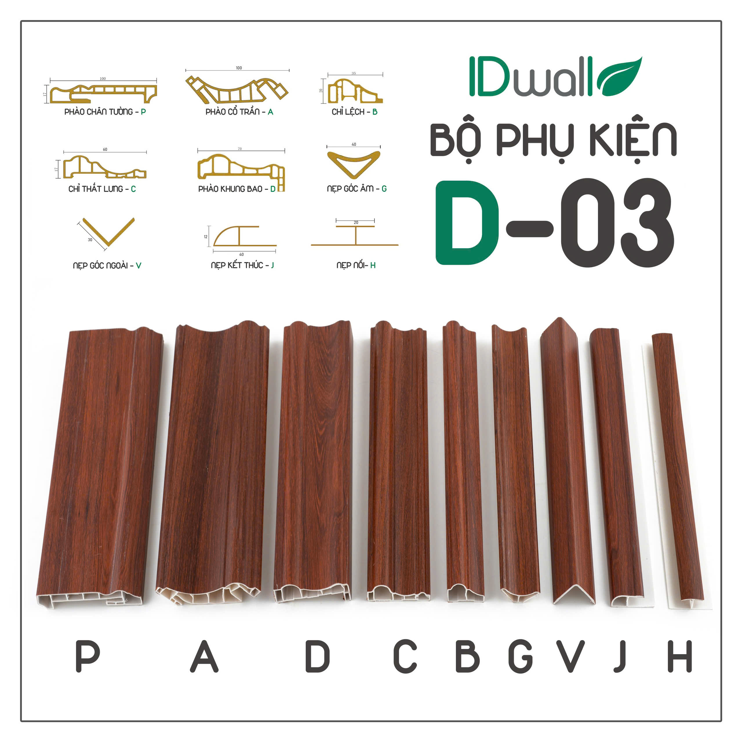 bộ phụ kiện nẹp, phào chỉ nano D03