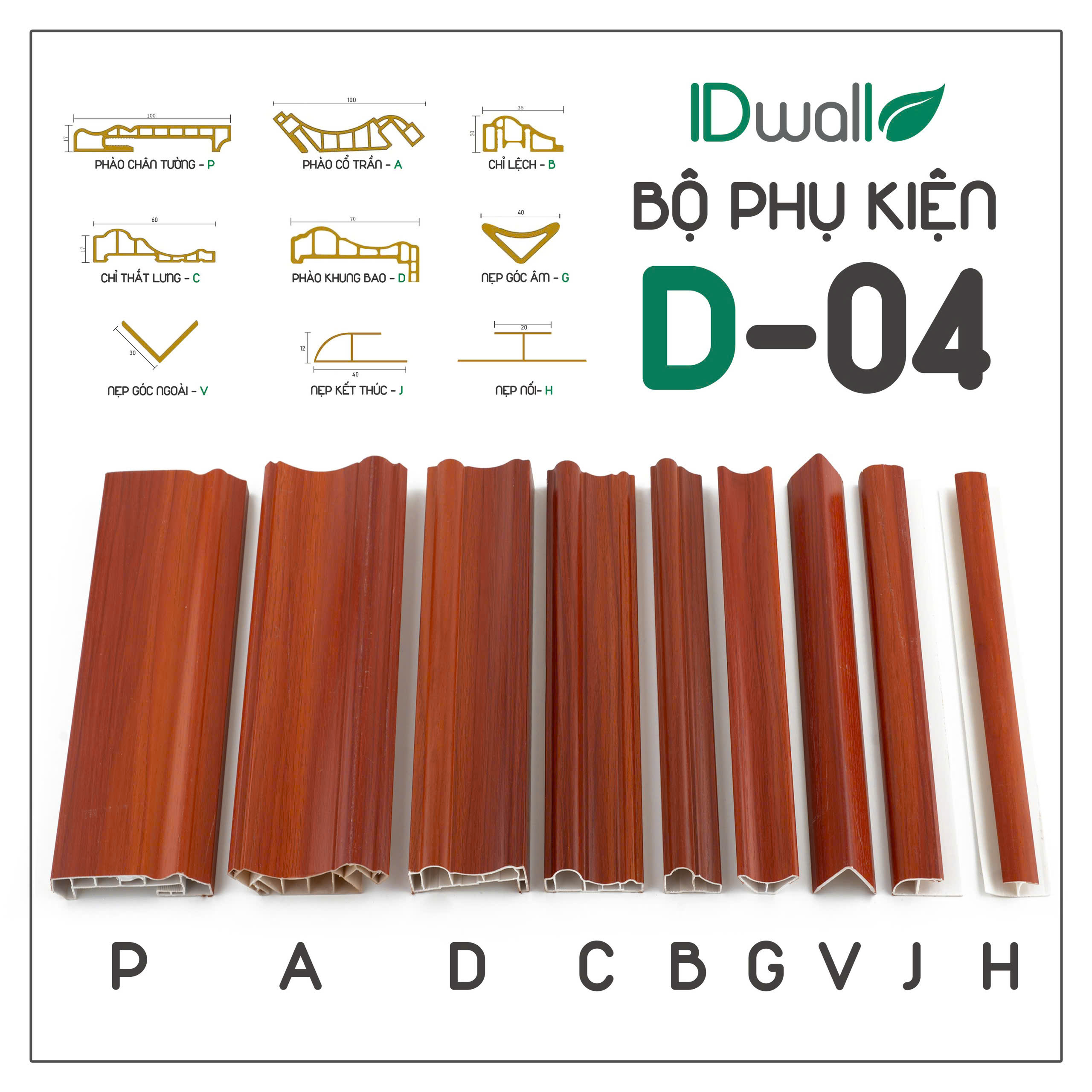 bộ phụ kiện tấm ốp trần tường nano D04